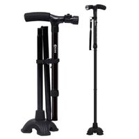 Dliso1 Walking Cane, Self Standing Folding Walking Cane Lightweight Walking Stick with LED Light and Cushion Handle Adjustable Folding Cane for Men and Women