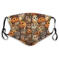 Owl Bird Halloween Dustproof Reusable Cloth Mask Black