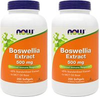 Now Boswellia Serrata Extract 500 mg, 200 Softgels (Paclk of 2) Tree Gum Resin in MCT Oil Base - Herbal Supplement