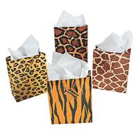 Fun Express - Med Paradise Safari Gift Bags for Party - Party Supplies - Bags - Paper Gift W & Handles - Party - 12 Pieces