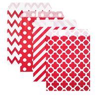 KEYYOOMY 100 Pcs Candy Buffet Bags Small Polka Dot Paper Treat Bags (Red, 5 inch X 7 inch)