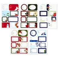 Hallmark Holiday Gift Tag Stickers (80 Labels, Rustic Reindeer, Mittens, Plaid) Classic Christmas