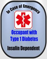 Type 1 Diabetic Medical Alert Safety Decal Sticker