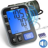 RENPHO Blood Pressure Monitor Upper Arm for Home Use with Speaker, Accurate Automatic Compact BP Machine with Extra Large Cuff 16.5 inch, Digital Large Display, 2-Users, 240 Recordings, FDA Approved