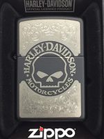 Zippo Harley-Davidson Skull Chrome Black Matte Pocket Lighter