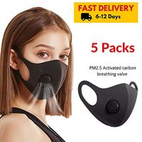 YCGSHOP Breathing Face Masks 5PCS, Polymer filter sponge Face Masks Black, Washable Reusable Masks, Protection from Dust, Pollen, Pet Dander, Other Airborne Irritants