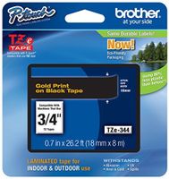 Genuine Brother 3/4" (18mm) Gold on Black TZe P-touch Tape for Brother PT-P700, PTP700 Label Maker