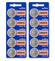 Murata CR2016 Battery 3V Lithium Coin Cell - Replaces Sony CR2016 (10 Batteries)