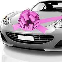 Car Bow Pull Bow Car Gift Wrapping Bow with 20 ft Car Ribbon for Car Decor Wedding New Houses Party Celebration (Pink, 20 Inch)