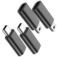 USB C to Mini USB Adapter, (4-Pack)Type C Female to Mini USB Male Convert Connector Support Charge & Data Sync Compatible GoPro Hero 3+,PS3 Controller, MP3 Player, Dash Cam, Digital Camera etc(Black)
