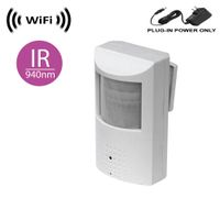 WF-450-IR Wireless Spy Camera with WiFi Digital IP Signal, Recording & Remote Internet Access. (Camera Hidden in PIR Motion Detector) w/ 940nM total Invisible 30ft Night Vision (Full view, no hotspot)