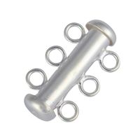 2pcs Sterling Silver 3 Strands Connector Slide Lock Clasp Tube Set 20mm for Jewelry Craft Making Findings SS116