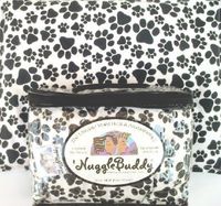 'NUGGLEBUDDY NEW! Microwavable Moist Heat & Aromatherapy Organic Rice Pack. Black & White Puppy Paw Flannel. UNSCENTED. The Perfect Gift Idea!