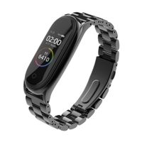 Mijobs Replacement Strap Compatible with Xiaomi Mi Band 3, Stainless Steel Replacement Band Metal Bracelet Wristband Accessories for Xiaom Mi Band 4 Strap (Black)