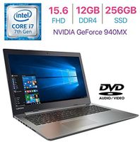 Lenovo 320 Business Laptop PC 15.6" FHD(1920x1080) Display Intel i7-7500U 2.7GHz Processor 12GB DDR4 RAM 256GB SSD NVIDIA GeForce 940MX Dolby Audio HDMI Bluetooth DVD±R/RW Windows 10