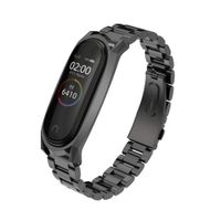Mijobs Replacement Strap Compatible with Xiaomi Mi Band 3, Stainless Steel Replacement Band Metal Bracelet Wristband Accessories for Xiaom Mi Band 4 Strap (Black)