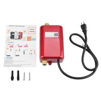 Mini Electric Tankless Hot Water Heater, 110V 3000W Instant Hot Water System with Leakage Protection and LCD Digital Display Fast Getting Hot Water in 3 Seconds for Bathroom Kitchen Washing (Red)