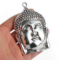 Tibetan Silver Large Buddha Charm Pendant 9867mm Fit DIY Necklace Jewelry Craft Prom Pretty Beautiful Lovely Cheap Elegant Aesthetic Womens Beads Comfortable