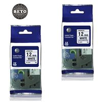 Pack Of 2 Beto Replacment TZ231 TZe231 Black On White Tape For Brother P Touch Labeler