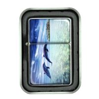 Windproof Refillable Oil Lighter with Tin Gift Box Dolphins Design-002