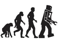 BIG BANG THEORY FUNNY HUMOROUS EVOLUTION OF ROBOT MARCH SIGN VINYL STICKERS SYMBOL 5.5" DECORATIVE DIE CUT DECAL FOR CARS TABLETS LAPTOPS SKATEBOARD - BLACK