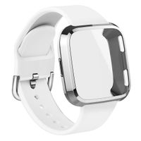 WEYDE Sport Band Compatible with Fitbit Versa, Soft Silicone Waterproof Replacement Wristband with Fitbit Versa Screen Protective case for Women Man