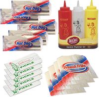 Summer Hot Dog Bags Ketchup & Mustard Retro Waitress Bottles/Foil Wrap 25 Hot Dog Foil Wraps 25 French Fry + Deli Pickle Bags outdoor picnic party BBQ fun pack sandwich wraps