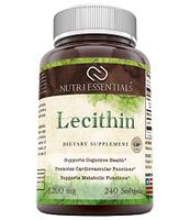 Nutri Essentials Lecithin 1200 mg 240 Soft Gels (Non-GMO)- Supports Brain & Nerve Functions* Promotes Heart Health* Supports Energy Metabolism*