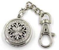 Aromatherapy Essential Oil Diffuser Perfume Floating Charm Magnetic Closure Locket Pendant Key Ring Keychain with Clip Hook Hung on Handbag Backpack Comes with 6 Color Refill Pads (crystal -11)