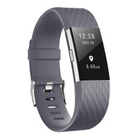 Smasy Replacement Bands Compatible with Fitbit Charge 2, Soft Silicone Adjustable Sport Wristbands Small Large (Gray, Small(5.5"-6.7"))