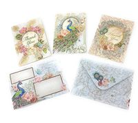 Punch Studio (67565) Lacy Peacock Blank Thank You Note Cards in Tri-Fold Vinyl Sleeve, 15 ct (5 ea of 3 designs)