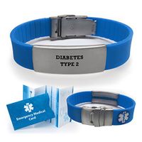Diabetes Type 2 Sport Medical Alert ID Bracelet for Men and Women