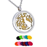 HooAMI Aromatherapy Essential Oil Diffuser Necklace - Love Kitty Cat 316L Surgical Grade Stainless Steel Locket Pendant, 24" Chain and 12 Refill Pads