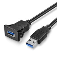 URWOOW USB3.0 Square Flush Mount - 1M 3ft USB 3.0 Extension Mount, Dash Mount, Flush Mount, Panel Mount Cable, for Car, Boat, Motorcycle (3 feet)