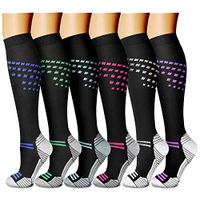 Compression Socks for Women & Men 15-20 mmHg, Best Medical, Nursing, for Running, Athletic, Edema, Diabetic, Varicose Veins, Travel (Large/X-Large, 17 Yellow/Black/Blue/Black/Red/Black/Green/Black)