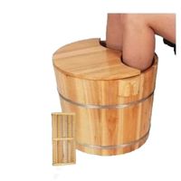 FOOTDQ Wooden Foot Bath Barrel Pedicure Basin Natural Keep Up Fumigation Pedicure Massage High 30CM for Family (Color : with lid with Massage Wheel)