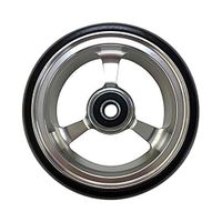 RIANTWHEEL, 5 X 1.4 inch, Solid, PU Wheels, Wheelchair Casters, Aluminum Rim, one Pair (Silver)