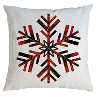 Indexshop 18x18 Christmas Throw Pillow Covers, Christmas Decoration Red Plaid Pillow Covers Cotton Linen Winter Deer Pillow Covers Christmas Decor Throw Pillow Covers Cushion Cover (C)