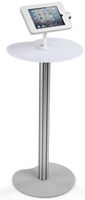 Displays2go, Floor Tablet Charging Pedestal, Steel, Aluminum, Acrylic - Silver Frosted Finish (IPDTBL)