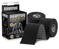 (2 Pack) Kinesiology Tape for Physical Therapy Sports Athletes – Latex Free Elastic, 16ft Water Resistant Kinetic Uncut Kinesio Tape for Knee Pain, Elbow & Shoulder Muscle - Black