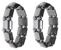 Set Of 2 Men's Hematite Metal Magnetic Therapy Bracelets S06C3-Med
