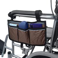 Wheelchair Side Bag with Pouches and Reflective Stripe, Wheelchair Armrest Side Organizer for Electric Wheelchairs, Manual Wheelchair, Lightweight and Easy to Use (Brown)