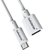 Micro USB Extension Cable, Cellularize (White, 3M/10FT W/Data) Male to Female Extender Charge Cord Wire Adapter for Samsung, HTC Smart Phone Tablet, Ring Solar Panel, Ring Stick Up Cam