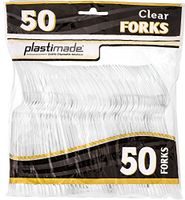 [50 Clear Forks] Plastimade Disposable Heavy Duty Plastic Cutlery,Great for Every Day Use, Home, Office, Party, Picnics, or Outdoor Events,