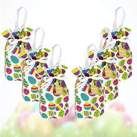 Easter Gift Bags with Handles - 6 Drawstring Fabric Gift Bags - Easter Bag for Kids - Medium Easter Tote Bags - Easter Treat Bags Large - Easter Egg Hunt Bags - Reusable Easter Goody Bags