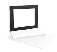Golden State Art, Complete Pack of 10, Black Pre-Cut 11x14 Photo Mat for 8.5x11 Document with White Core Matte Set. Includes 10 Acid Free Bevel Cut Mattes & 10 Backing Backers Board & 10 Clear Bags