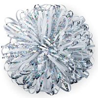 Hallmark White and Silver Metallic Pom Pom Gift Bow