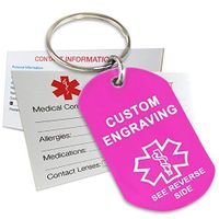 My Identity Doctor - Custom Engraved Medical Alert Keychain, Pink Aluminum, 2 x 1.12 Inches