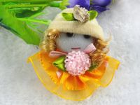 15pcs Cute Pattern Dress Girl Small Doll Craft/appliques Diy Handicraft (Yellow)