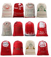 Christmas Sacks Santa Stocking Gift Sack Express Delivery Present/Gift/Storage Bag From North Pole Red Drawstring Gift Bag Large Size-20"X28"-12 Random Christmas Patten